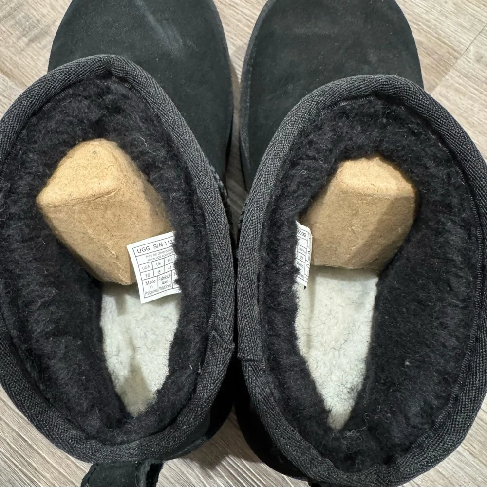 UGG Classic Ultra Mini Platform Black Suede Boots